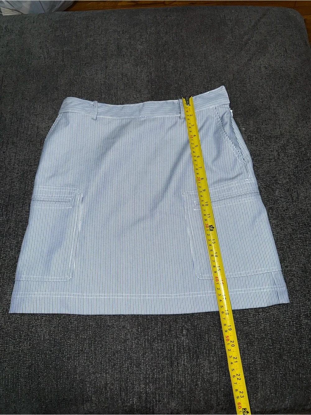 Tahari Blue White Pinstripe Utility Pocket Skort Skirt Size 6 Preppy Coastal - Picture 6 of 8